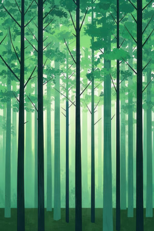 forest background with trees in the mist. Vector illustration. Eps 10の素材