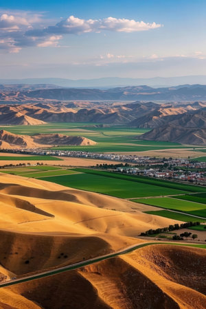 Panoramic view of Mingsha, Mingsha, Gansu, Chinaの素材