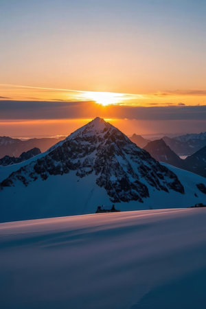 Beautiful sunset in the Alps. Switzerland, Europe. Beauty world.の素材