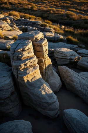 Rock formations in the desert of Arizona, United States. Taken at sunrise.の素材
