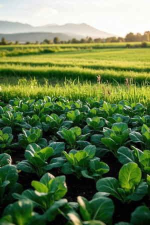 Lettuce field in the morning, Chiangmai, Thailandの素材