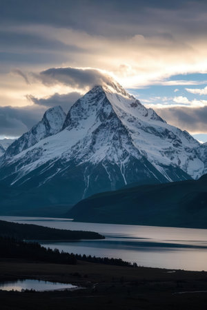 Beautiful mountain landscape with lake in Cordillera Huayhuash, Peruの素材