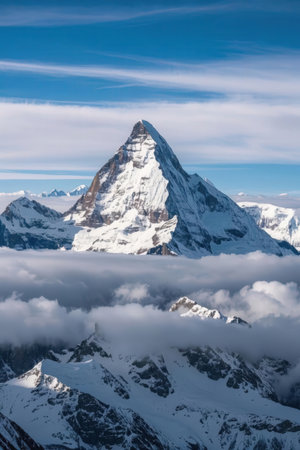 Matterhorn peak in the clouds, Zermatt, Switzerlandの素材