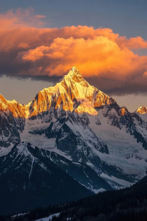 Sunset in the Dolomites, Italy. View of the Mont Blanc massifの素材