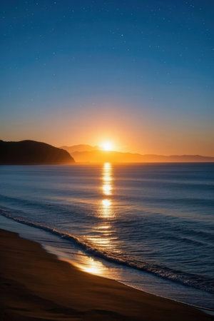 Sunset at the beach of Cabo de Gata, Spainの素材