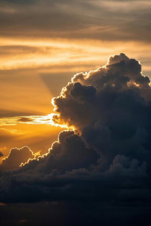 Cloudscape, Colored Clouds at Sunset near the Ocean, Backgroundsの素材