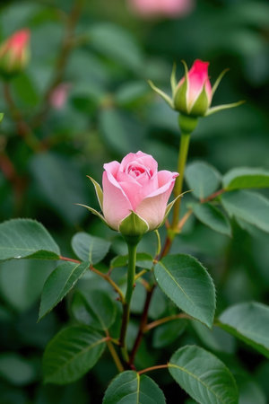 Pink rose in the garden, Thailand. (Selective focus)の素材