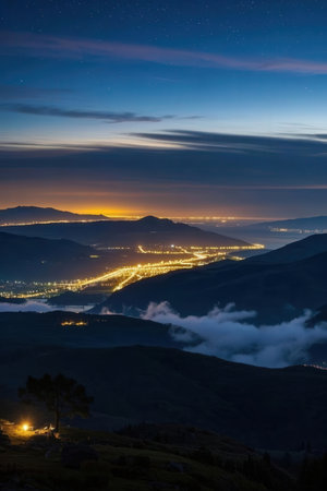 Beautiful night view of the Carpathian mountains, Ukraine.の素材