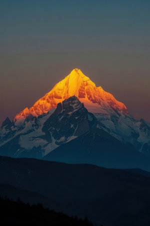 Mount Everest at sunset, Khumbu valley, Nepal, Asiaの素材