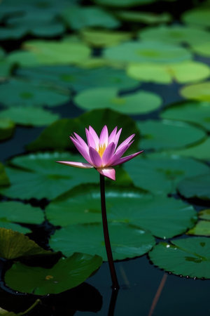 Lotus flower in the pond, pink lotus and green leafの素材