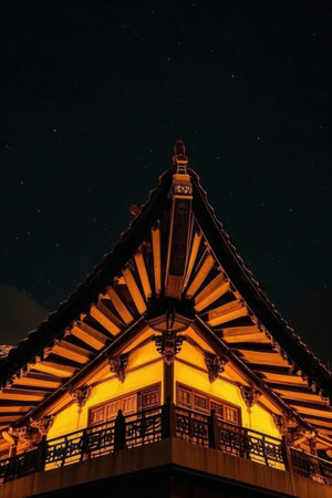 Night view of the traditional architecture of Lijiang, China.の素材