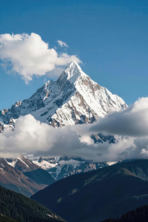 Peak of Mount Everest in Yading national level reserve, Daocheng, Sichuan, Chinaの素材