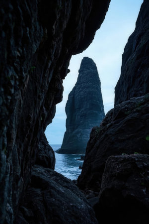 Rocks and sea in the morning. Madeira island, Portugalの素材