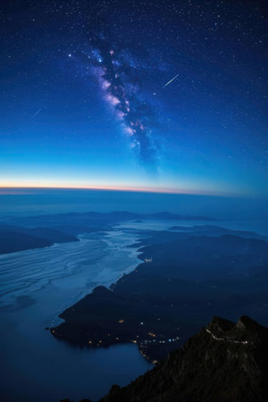 Milky Way over the Lake Baikal, Siberia, Russiaの素材