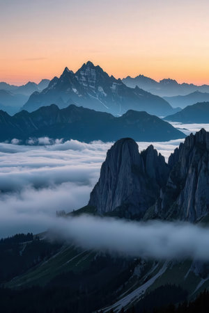 Sunrise in the Dolomites, Veneto, Italy.の素材