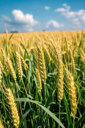 Wheat field. Ears of golden wheat close-up.の素材