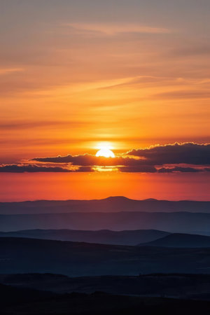 Beautiful sunset in the mountains. Carpathians, Ukraine.の素材