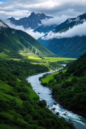 Green grass in the park with sunlight and shadow on the ground.の素材
