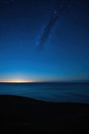 Milky Way over the Atlantic Ocean in Tenerife Canary Islands Spainの素材