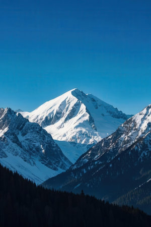 Mountain landscape with snow and clear blue sky. Caucasus Mountains, Georgia.の素材