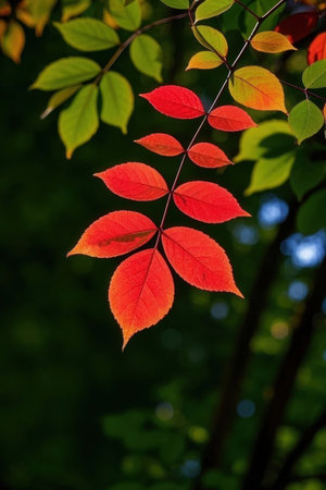Autumn leaves on a tree in the forest. Colorful leaves in autumn.の素材