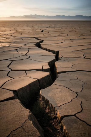 Dry and cracked ground in Death Valley National Park, California, USAの素材