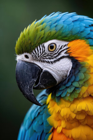 Portrait of a colorful macaw parrot, close-upの素材