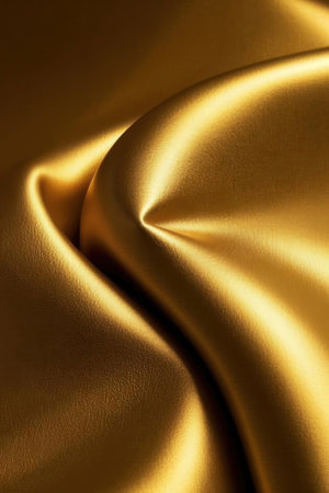 Golden satin background with some smooth folds in it; note shallow depth of fieldの素材