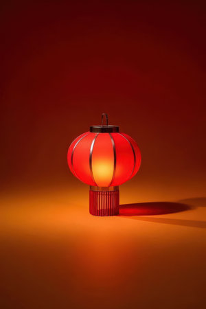 Chinese lanterns on a red background with a place for your textの素材