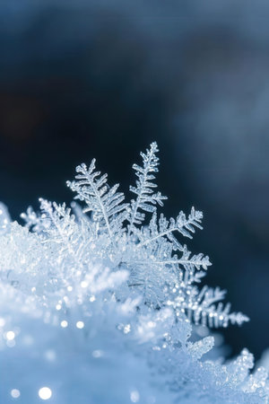 snowflakes on a background of the winter forest. macroの素材
