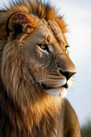 Close up of a lion in the Kruger Park, South Africa.の素材