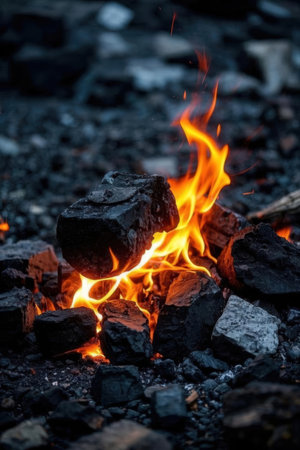 Bonfire in the forest. Close-up. Selective focus.の素材