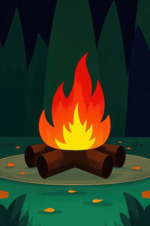 Bonfire in the forest. Illustration for your design. Vector.の素材