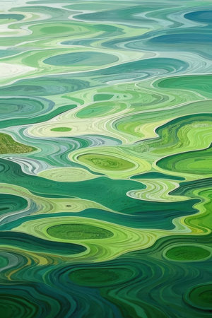 abstract background with water ripples in green and blue colors.の素材