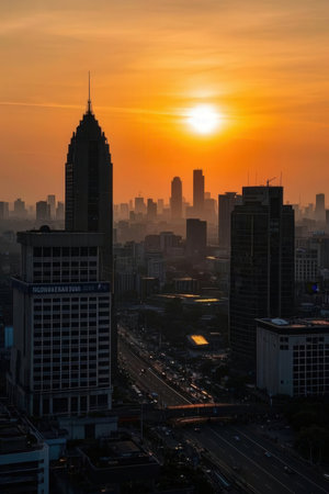 Bangkok cityscape at sunset, Bangkok, Thailand, Asia.の素材