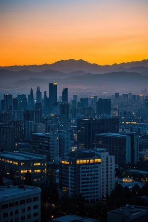 Seoul cityscape at sunset.の素材