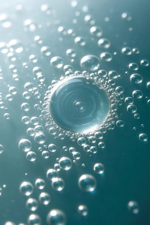 Water drops on a glass surface. Macro shot with shallow depth of field.の素材