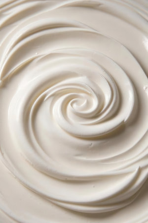 close up of a mayonnaise swirl on a white background.の素材