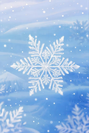 snowflake on a blue background with snowflakes, winterの素材