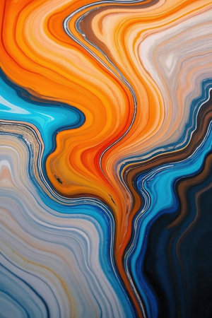abstract background with blue and orange swirls in it. macroの素材