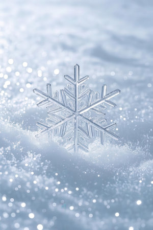 snowflake in the snow, Christmas and New Year's backgroundの素材