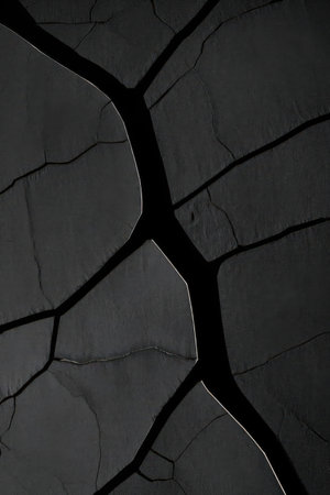 Cracked black wall texture. Abstract background for design with copy space.の素材