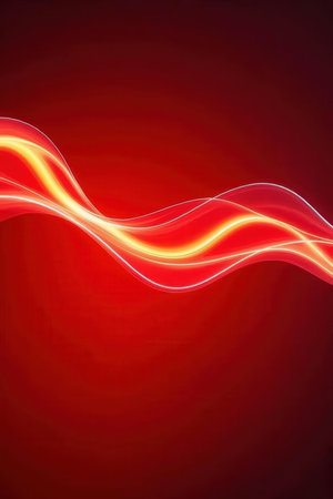 abstract red background with a glowing wavy line, design elementの素材