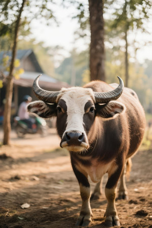 Portrait of Thai buffalo in the farm, Thailand. (Selective focus)の素材