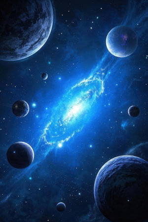Planets and galaxies in space showing the beauty of space exploration.の素材