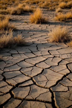 Dry cracked earth in the desert. Global warming and climate change conceptの素材