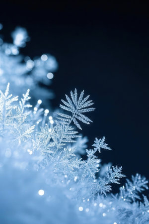 Snowflakes on a dark blue background. Christmas and New Year background.の素材