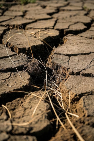 Dry and cracked earth. Global warming, climate change concept.の素材