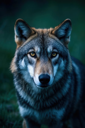 Close up portrait of a gray wolf (Canis lupus)の素材