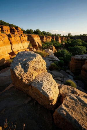 Sunset in the sandstone cliffs of Belogradchik, Bulgariaの素材
